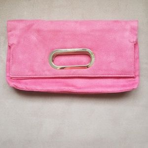 Clinique pink fold over clutch